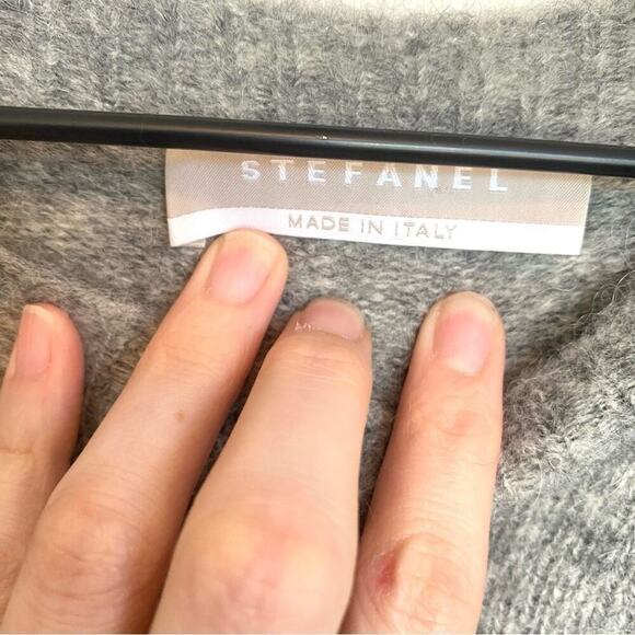 STEFANEL Italian Design Women's Medium Gray Alpaca Blend Tunic Dress Side Slit - Picture 2 of 8